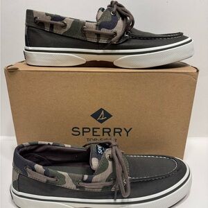 Sperry Men's Boat Shoes New Size 9.5 Black and Green Camouflage